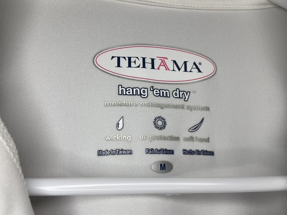 Camiseta polo Tehama Hang 'em Dry para mujer talla M blanca rosa floral manga corta Foto 4 de 4