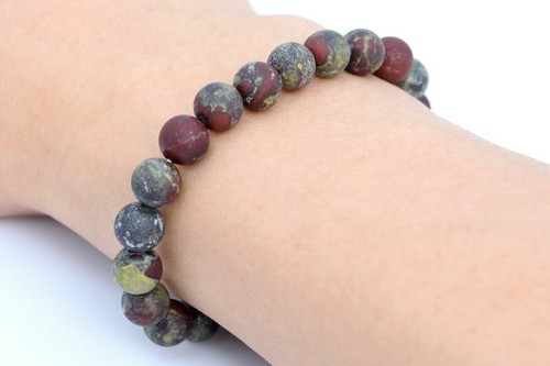 8MM Matte Dragon Blood Jasper Bracelet Grade AAA Natural Round Beads 7" - Picture 3 of 4