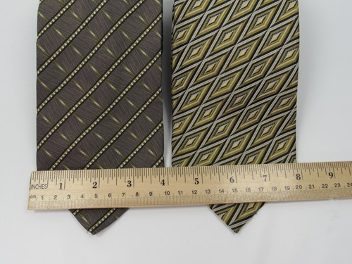 Roberto Villini 100% Silk Ties Hand Made Brown Gold Abstract Gorgeous Lot of 2 - Picture 16 of 16
