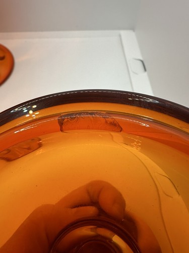 Viking Glass LARGE Persimmon Covered Candy Dish Orange Six Petal 10.5" *READ* - Bild 7 von 8