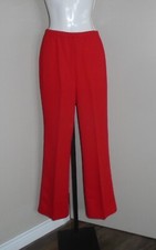 Ladies VTG 1970s Red Lightly Crimped Poly Wide Leg Pull On Dress Pants Sz M NOS