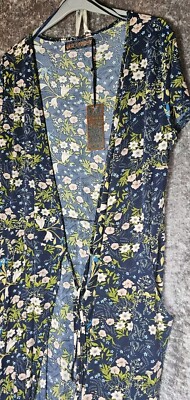QED London navy floral wrap maxi dress size Uk 12 BNWT