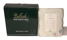 LOVELY BELLEEK IRISH PORCELAIN BUNNY BABY PICTURE FRAME IN BOX