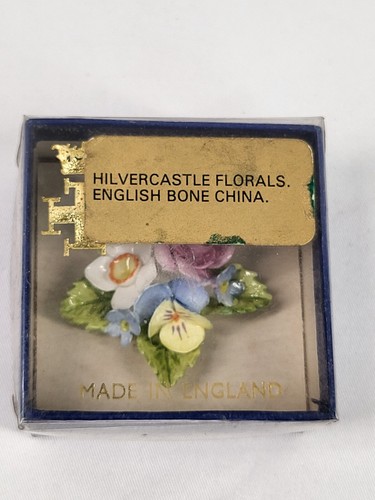Hilvercastle Floral English Bone China Floral Brooch Hand Painted Vintage - Picture 8 of 9