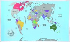 Mappamondo da Grattare Poster XXL Mappa Del Mondo Politica 88 x 52cm Idea Regalo