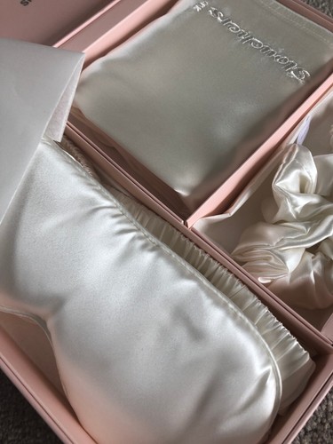 5 Pc Pillowcase Gift Set Ivory 100% Mulberry Silk 22 Momme Finest Grade Silk 6A - Picture 6 of 13