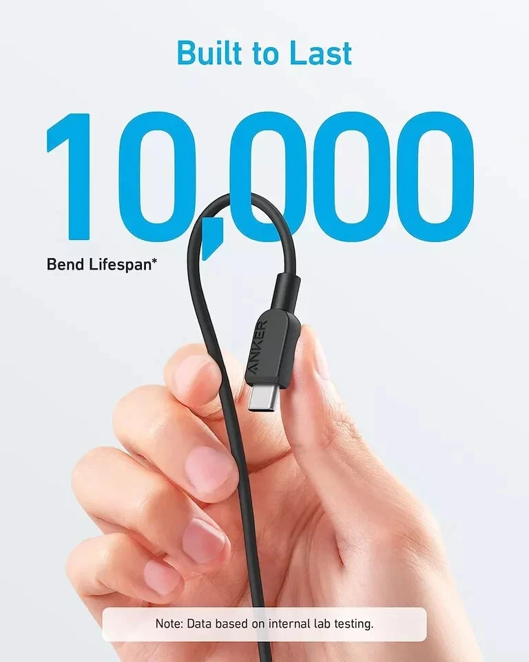 Anker 60W/3A USB C Charging Cable 10ft Heavy Duty Fast Charge Galaxy S23MacBook - Image 3 of 4