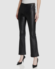  1150 Helmut Lang Women's Black Crop Flare Leather Pants Size 0