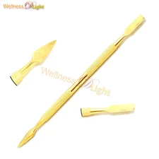 Cuticle Pusher Gold Manicure Pedicure Dual Nails Cuticle Cleaner Scraper Tool 