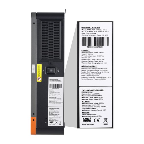 PowMr 6200W 48V Off/On Grid MPPT Solar Hybrid Inverter Charger Support battery - Picture 9 of 10