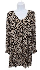 Simply Southern Babydoll Animal Print Mini Dress S Boho Short Career Office Work