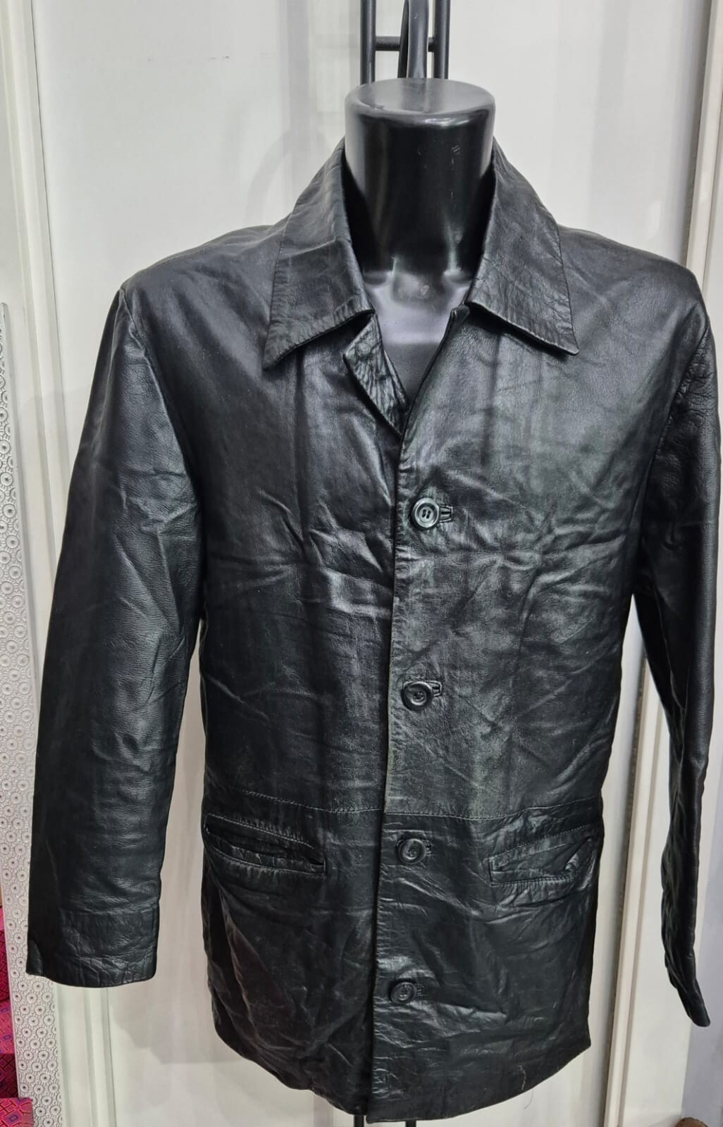 Vintage PELLITALIA Black Leather Jacket for Men Size XXL LLR15