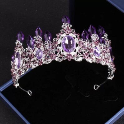 Amethyst Crystal Purple Tiara Crown Set Detailed Princess  display picture 1