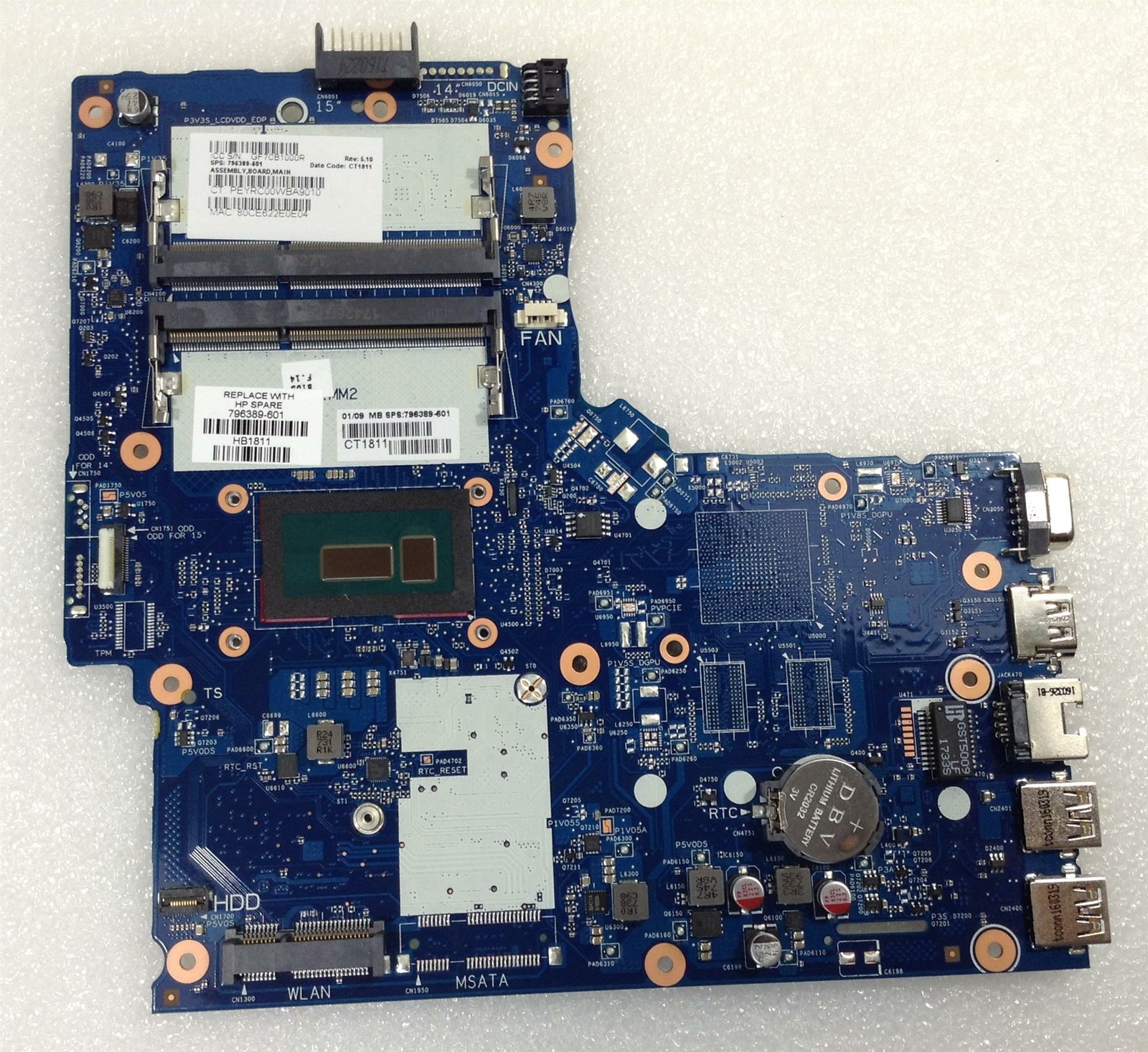 HP 350 G2 Notebook PC 796389-601 796389 501 001 i3-5010U UMA Motherboard NEW