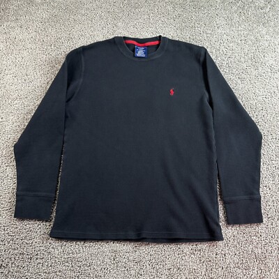 Polo Ralph Lauren Thermal Shirt Mens Medium Black Red Little
