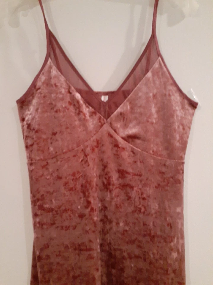 Mujer Pequeña Y2K Rosa Babydoll Cami Terciopelo Aplastado Malla Encaje Romántico Caprichoso De Colección Foto 2 de 4