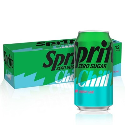 Sprite Chill Zero Sugar Cherry Lime Natural Flavor Soda Cans, 12 fl, 12 Pack
