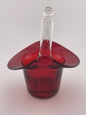 Ruby Red Crackle Glass 5  Basket