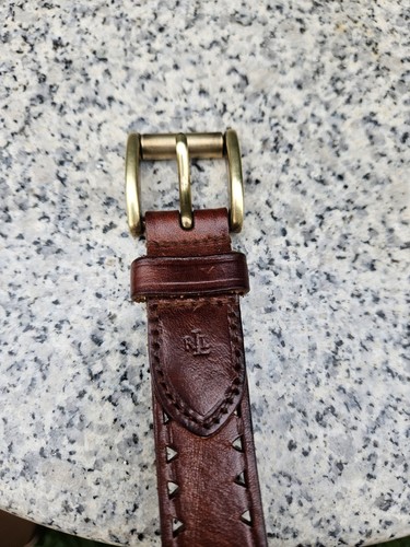 Lauren Ralph Lauren Brown Leather Perforated Belt Size : MEDIUM - Picture 7 of 21