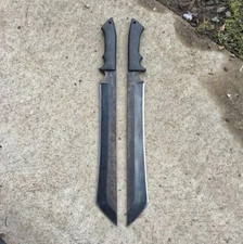 Set of 2 D2 TOOL STEEL HUNTING MACHETE SWORD COMBAT SURVIVAL SWORD WITH SHEATH