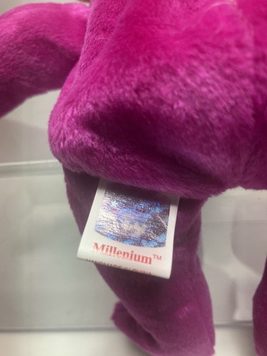 Ty Beanie Baby Bear Millennium Plush Toy - Purple Ripped Tag Included No Case - Picture 6 of 10