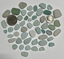 NE ENGLAND SEAFOAM/WHITE SEA GLASS LOT GENUINE SURF TUMBLED 50 PIECES  80
