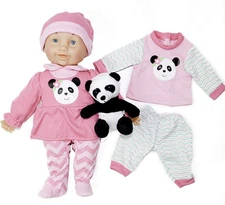 Baby First Born Doll & Plush Panda Bear Doll Set