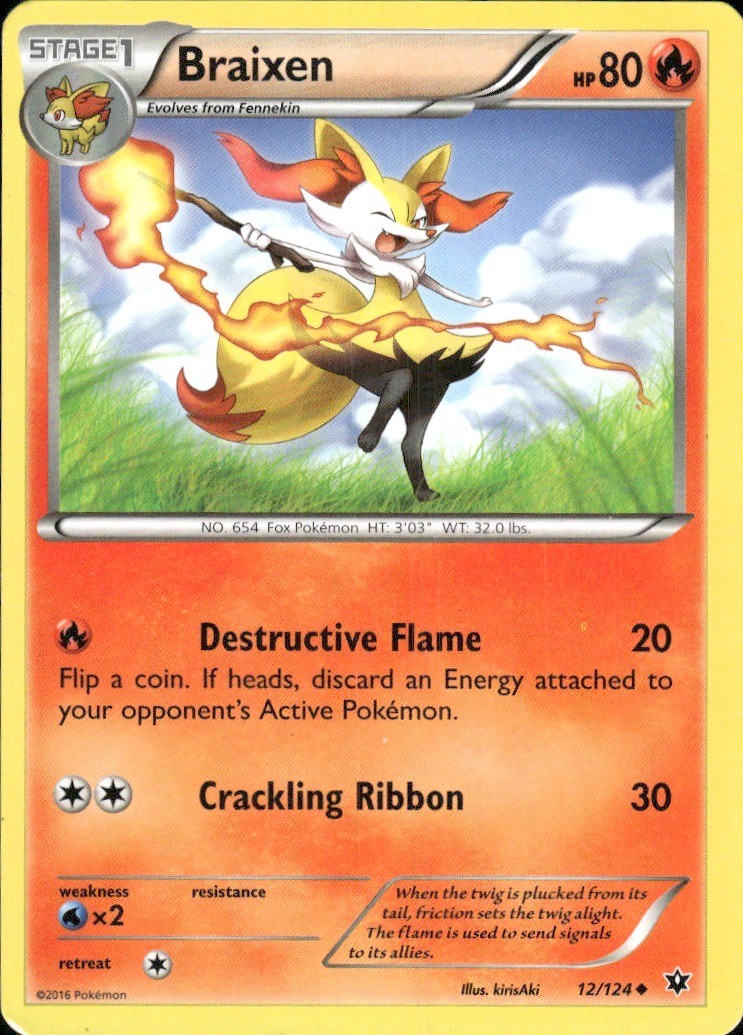Braixen 12/124 Uncommon Fates Collide Pokemon Moderately Played