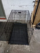 36" Dog Crate Wire Folding Cage w/Tray Indoor Outdoor Black 36x22x23 Very Good