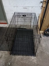 36" Dog Crate Wire Folding Cage w/Tray Indoor Outdoor Black (36x22x23) Very Good