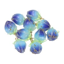 0.6x0.4" Flower Beads, 10Pcs Acrylic Flower Buds Beads, Blue Purple