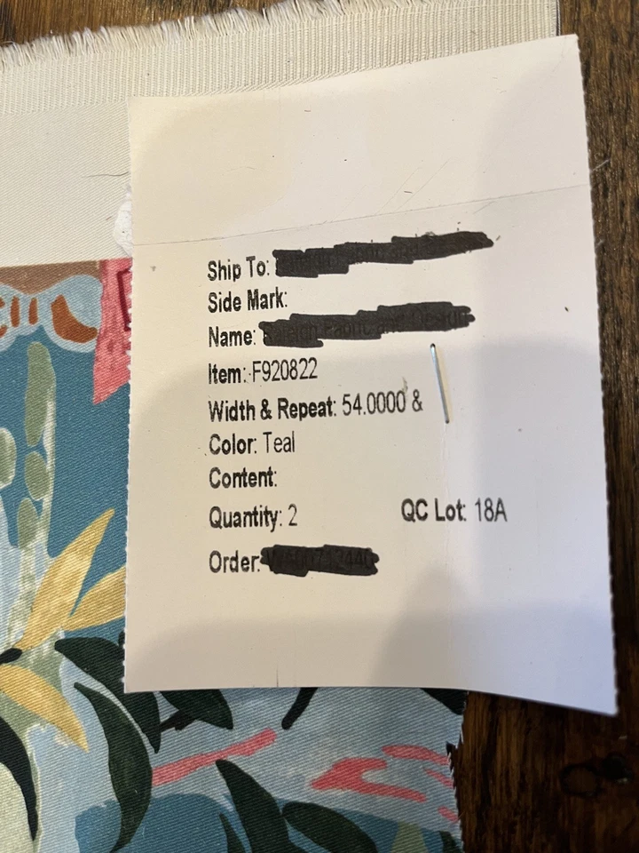 Thibaut Mystic Garden Teal Fabric 2yds. *remnant* EUC - Image 4 of 4