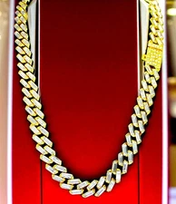 12MM Iced Baguette Cuban Link Chain | 14K Gold Plated Men’s Miami Necklace 💎