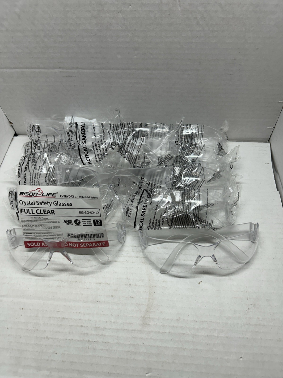 Qty. 12 BISON LIFE Safety Glasses Meets ANSI Z87.1 - NEW