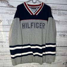 Vintage 90s Tommy Hilfiger Spellout Colorblock Pullover Sweatshirt Men s Size XL