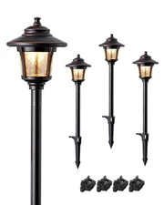 EDISHINE Low Voltage Landscape Lights, LED Pathway Lights with Connectors,  4 Pc