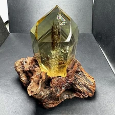 2.06LB Top Natural Citrine Quartz Crystal Obelisk Point Wand Healing + stand