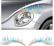 2 PCS Eyelash Decal for Car Headlight, Waterproof Cute Fake Ey Color: Colorful