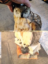 Hand Painted Ceramic Owl and Cat Figurines Glazed Animal Sculptures Multicolor