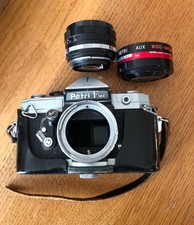 Vintage Petri Flex 35mm SLR Camera With 55mm f/2 Lens  Auxiliary Wide-Angle Len