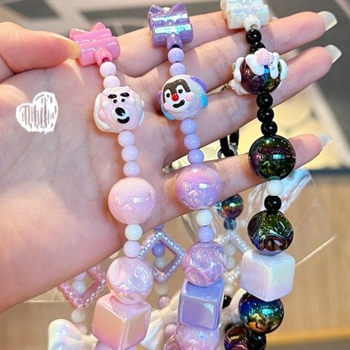 Butterfly Bead Crystal Phone Hand Rope Anti-Lost Car Keychain Wrist Chain - Photo 8 sur 10