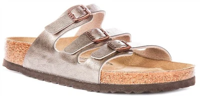 Birkenstock Florida Bs Birko Flor Métal Pin Sandale Femme En Taupe EU37-41 - Photo 1/4