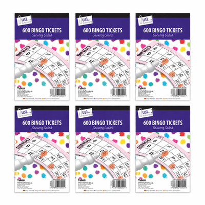 Packung mit 6 Bingo Tickets 600 Spiele Jumbo Größe verschiedene Farben Bingo Tickets UK