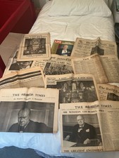Winston Churchill Funeral ORIGINAL Newspapers x11 1965 Tel/Times/NOTW/LIFE mag