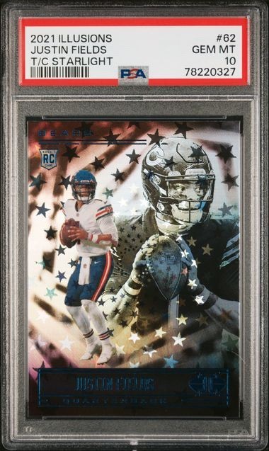 Justin Fields Panini Illusions #62 Trophy Collection Starlight