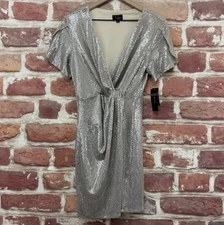 John Meyer JM Studio Dress Womens 8P Silver Sequin Sparkly Party Cocktail Event