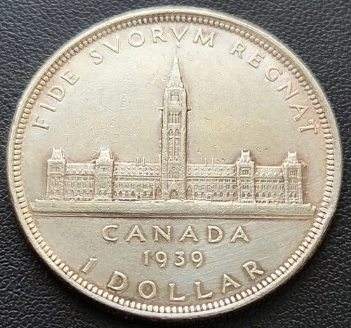 1939 Silver Dollar Canada - 80% Silver Coin - Cleaned