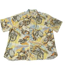 ​Rare 90s Jams World Moto Classica Rayon Hawaiian Shirt XL Motorcycle Graphic