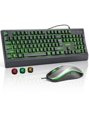 USB Wired Keyboard Mouse Combo LED Silent Gaming 12 Multimedia Keys Elderly