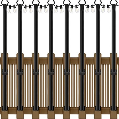 8 Pack 5FT String Light Poles Outdoor Metal Stand Patio Backyard Deck Light Hold
